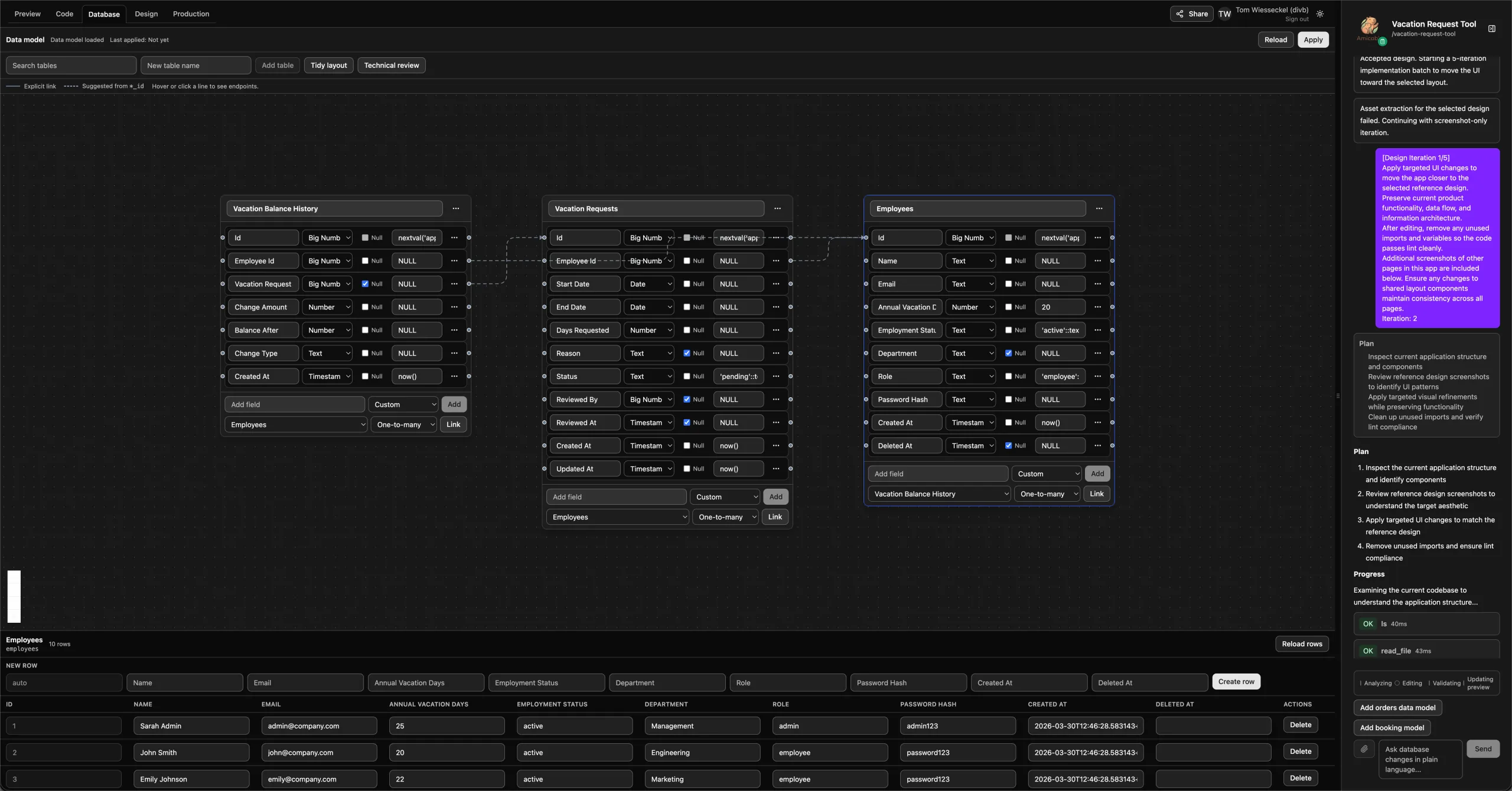 Amicable Datenbank-Ansicht